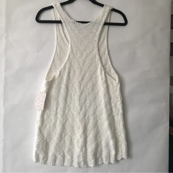Free People Chevron Tank top Knit Sweater Ivory Size Medium - Picture 4 of 14